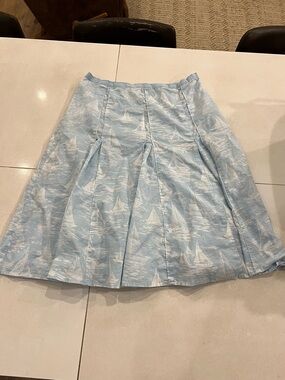 Liz Claiborne Skirt A Line Size 10 Light Blue Sailboat Print Summer